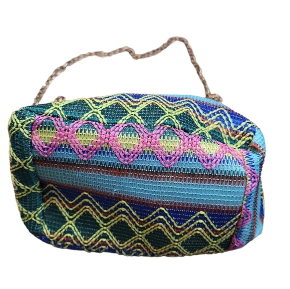 Fashion Hasp Ladies Weave Handbags Summer Beach Female Rattan Small Purse Nylon - Picture 4 of 5